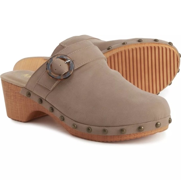 Mia Arturo Low Retro Wood Suede Studded Clogs Size 8 - Picture 11 of 12